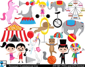 Circus - Set Clipart - Digital Clip Art Graphics, Personal, Commercial Use - 64 PNG images (00177)