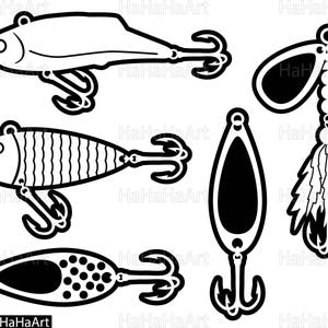 Fishing baits lures monogram - Clipart / Cutting Files svg png jpg dxf eps  digital graphic design Instant Download Commercial Use 01060c