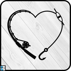 Heart fishing rod - Clipart / Cutting Files svg png jpg dxf digital graphic design Instant Download Commercial Use monogram 01072c
