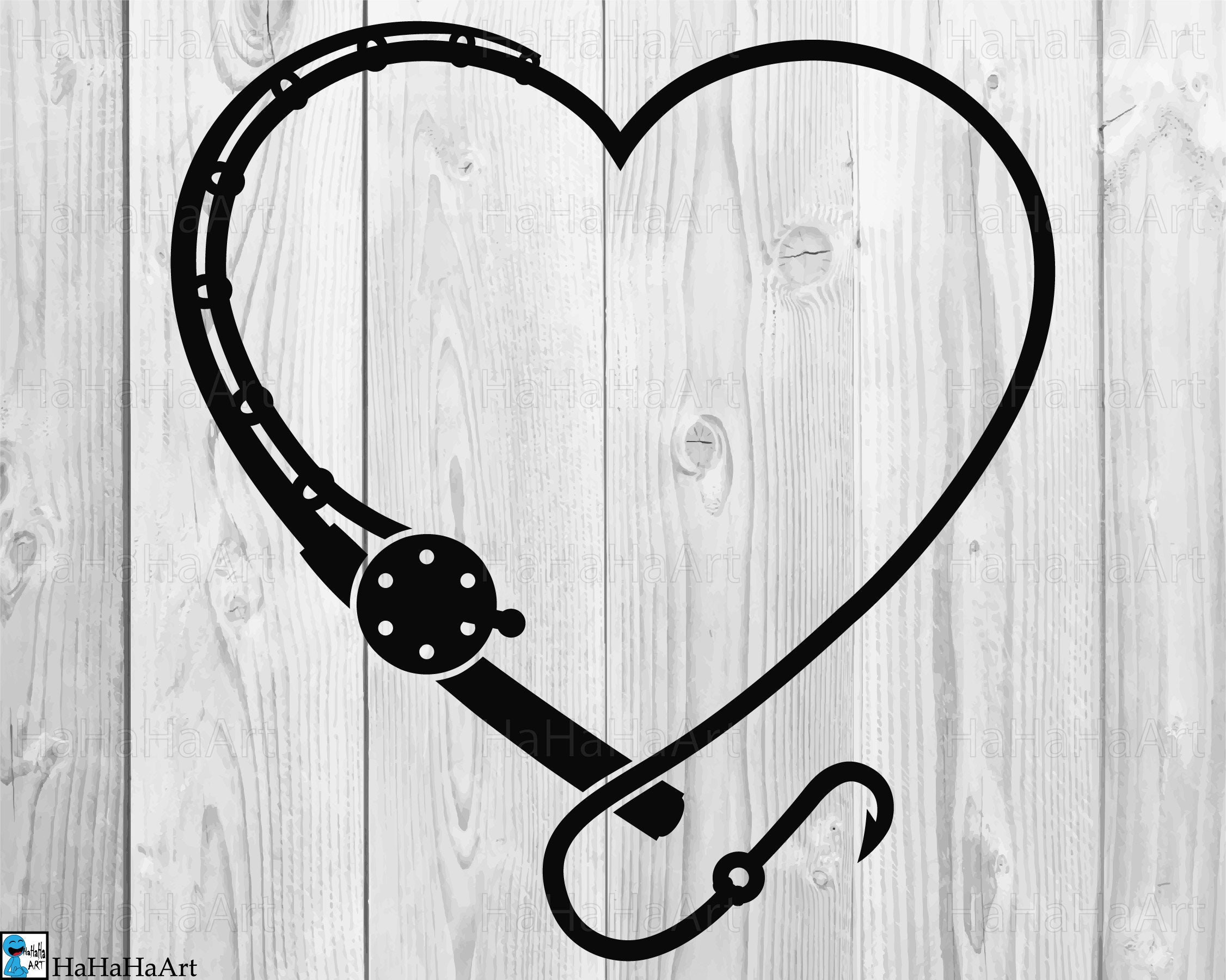Heart Fishing Rod - Clip art / Cutting Files svg eps dxf png jpg digital graphic design Instant Download popular kangaroo 01495c