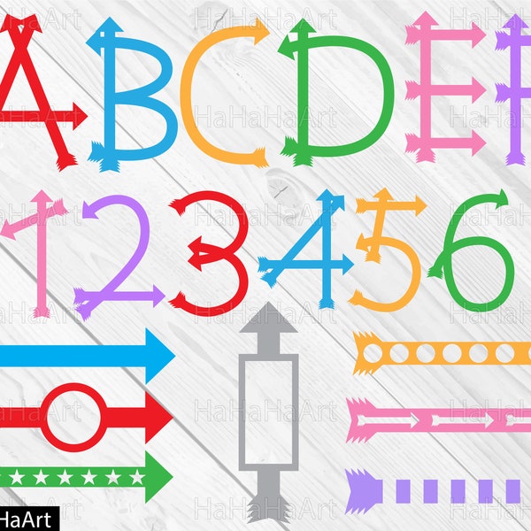 Arrow Alphabet V3 Color - Clipart / Cutting Files svg png jpg dxf digital graphic design Instant Download Commercial Use 00028c