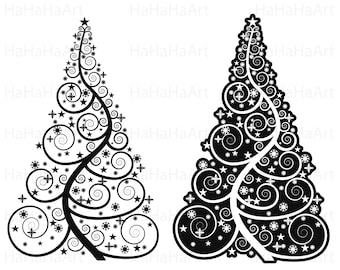 Cute Christmas Tree Cutting Files Digital files svg jpg png dxf studio Vinyl Personal Commercial use Instant Download Design files 01112c