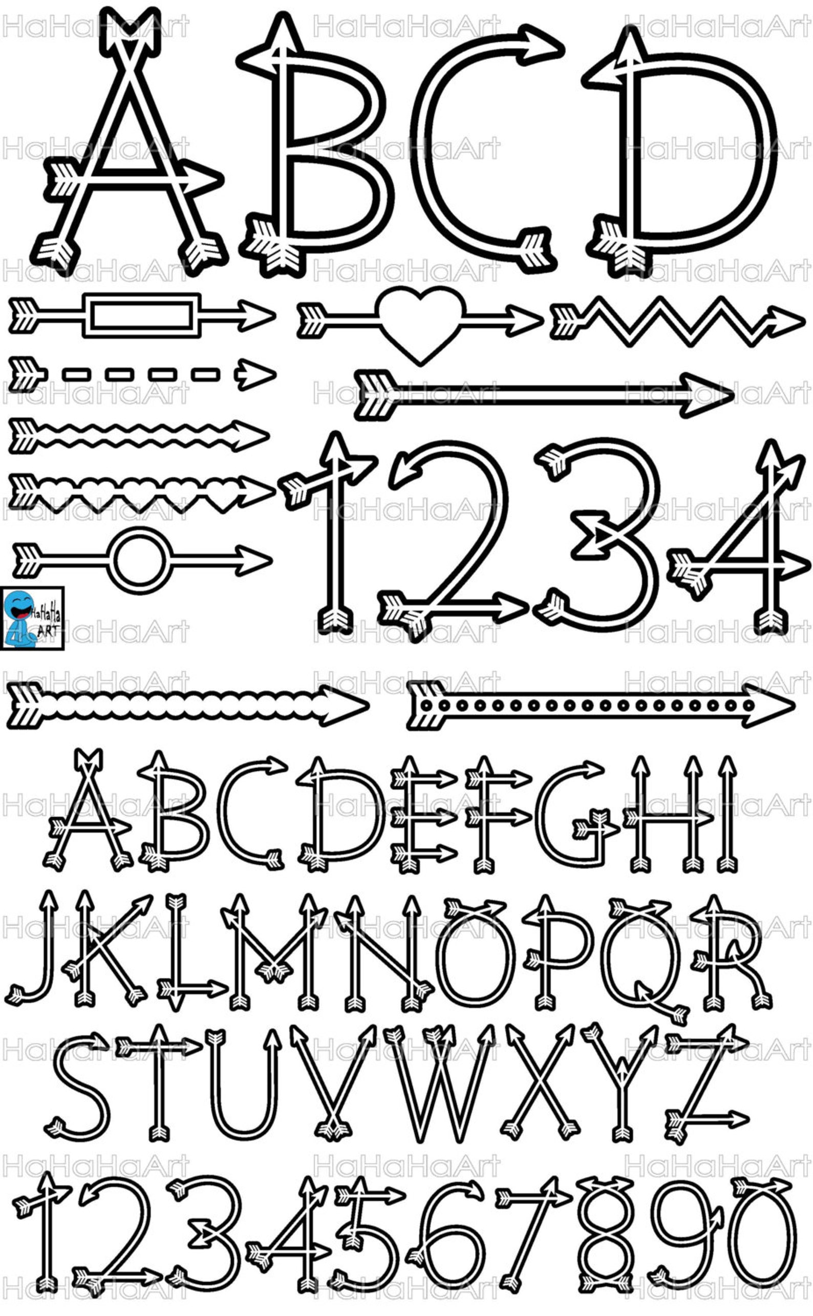 Arrow Alphabet Outline - Cutting Files Svg Png Jpg Eps Dxf Digital ...