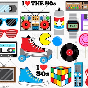 Eu amo os anos 80 - Clipart / Arquivos de corte svg png jpg dxf eps design gráfico digital Download instantâneo popular monograma camada de corte diy 00098c