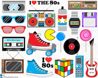 I Love The 80s Clipart – Retro Graphics, SVG PNG JPG (Digital Download)