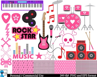 Clipart de estrella de rock: Gráficos musicales retro (Descarga digital)
