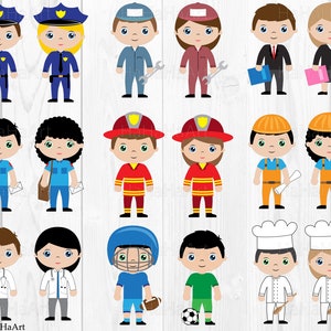 Profesiones Niñas y Niños - Clipart / Cutting Files svg png jpg dxf eps profesionales de diseño gráfico digital corte Boy Girl Kid Job 00680c