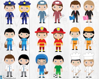 Professions Clipart – Kids, Jobs, SVG, PNG, JPG (Digital Files)