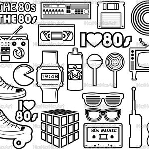 Eu amo os anos 80 V2 Monograma - Arquivos de corte Svg Png Jpg Eps Dxf Design gráfico digital Download instantâneo Uso comercial (00756c)