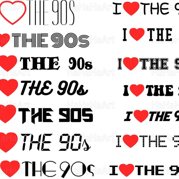 I LOVE THE 90S - Cutting Files / Clipart Svg Png Jpg Dxf Digital Graphic Design Download Commercial Use love the 90s 1990 90's (01025c)
