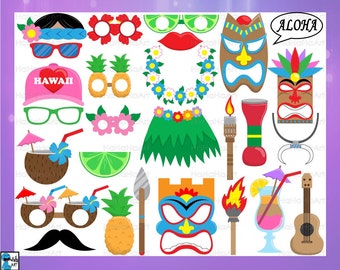Hawaii Props Ver.2 - Cutting Files SVG PDF JPG Digital Graphic Design Instant Download Commercial Use Party Photo Booth (00917c)