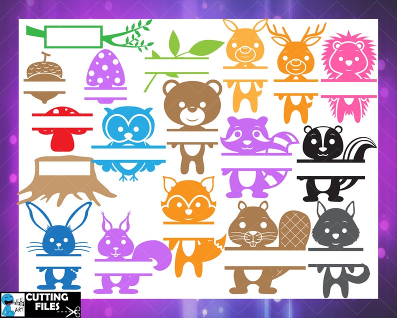 Download Split Cute Forest Animals Monogram Digital Cutting files ...