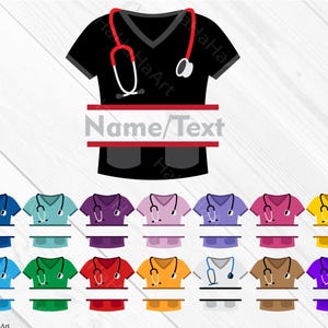 Split verpleegkundige arts scrubs - clipart-/snijbestanden svg png jpg eps digitaal grafisch ontwerp Instant Download populaire diy snijmachine 01723c