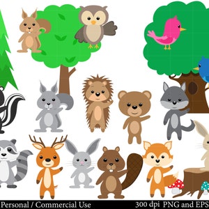 Forest animals Set Clipart - Digital Clip Art Graphics Personal Commercial Use - 42 images (00059)