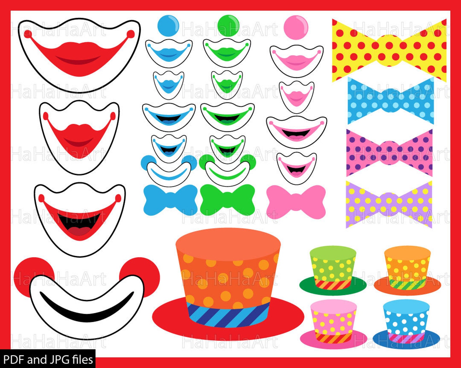 Clown Props Clipart PDF JPG Digital Graphic Design - Etsy