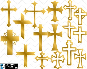 Gold Crosses Ver.1 - Cutting files SVG EPS PNG Vinyl cut Instant Download, Personal and Commercial use (00138c)