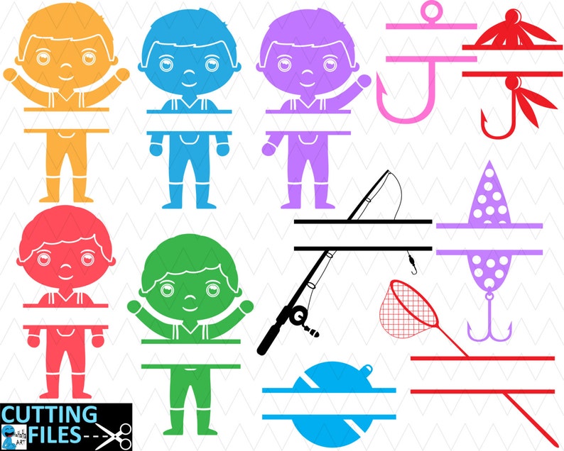 Download Boy Gone Fishing Split Monogram Cutting files SVG DXF eps ...