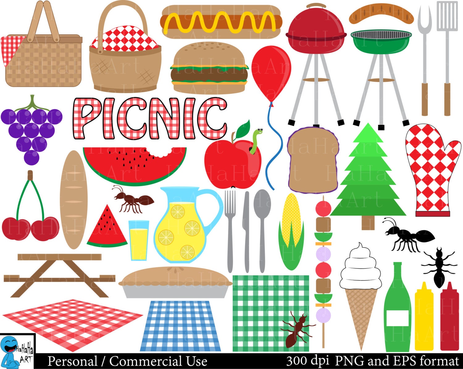 Picnic Set Clipart Digital Clip Art Graphics Personal Etsy