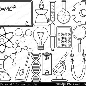 Outline Laboratory Set Clipart Digital Clip Art Graphics, Personal, Commercial Use 32 PNG images 00129 image 1