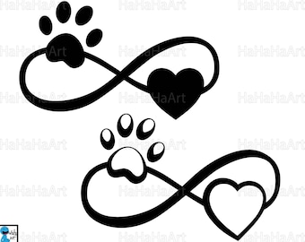 Infinity with paw and heart Cutting Files / Clipart Svg Png Jpg Eps Dxf Pdf Digital Graphic Design Instant Download Commercial Use (01002c)