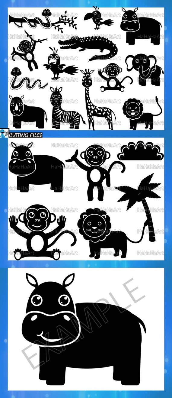 Download Safari Animals Monogram Black Cutting Files Svg Png Jpg Eps Etsy