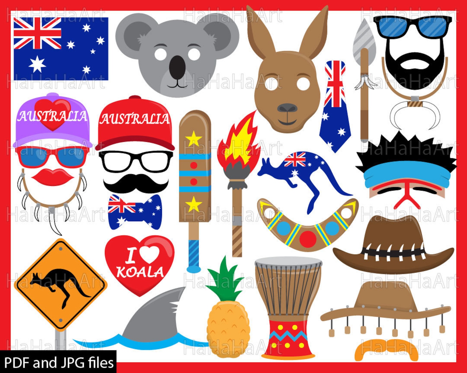 Australia Props Clipart PDF JPG Digital Graphic Design Etsy