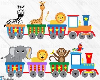 Circus Train Clipart – Animals (svg, png, jpg, dxf, eps) (Digital Download)