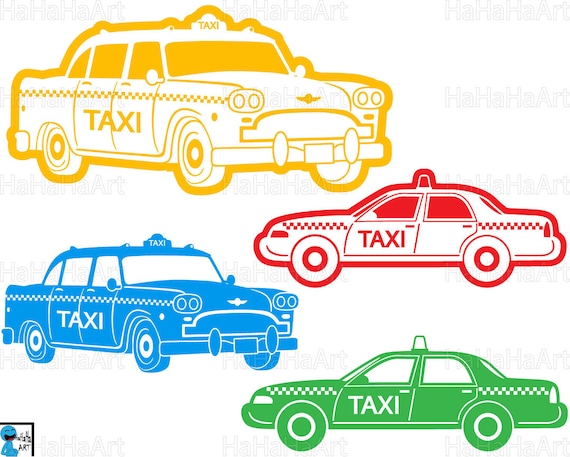 Taxi Cars Color Monogram - Clipart / Cutting Files Svg Pdf Png Jpg Eps Dxf  Digital Graphic Design Instant Download Commercial Use (00966c)