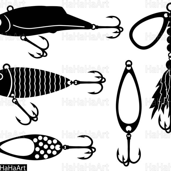 Fishing baits lures monogram - Clipart / Cutting Files svg png jpg dxf eps digital graphic design Instant Download Commercial Use 01060c