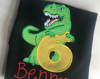 Dinosaur birthday shirt, T Rex birthday shirt, personalized dinosaur birthday shirt, dinosaur birthday, dinosaur embroidered birthday shirt,