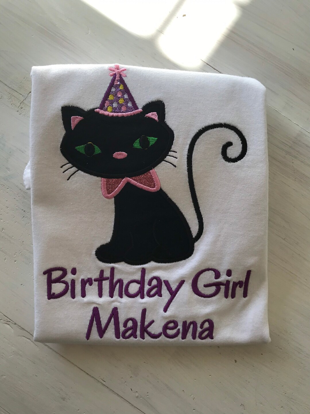Embroidered Black Cat Birthday Shirt Cat Birthday Shirt Etsy