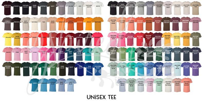Download Bella Canvas 3001 & 3001CVC Unisex Jersey Tee Color Chart | Etsy