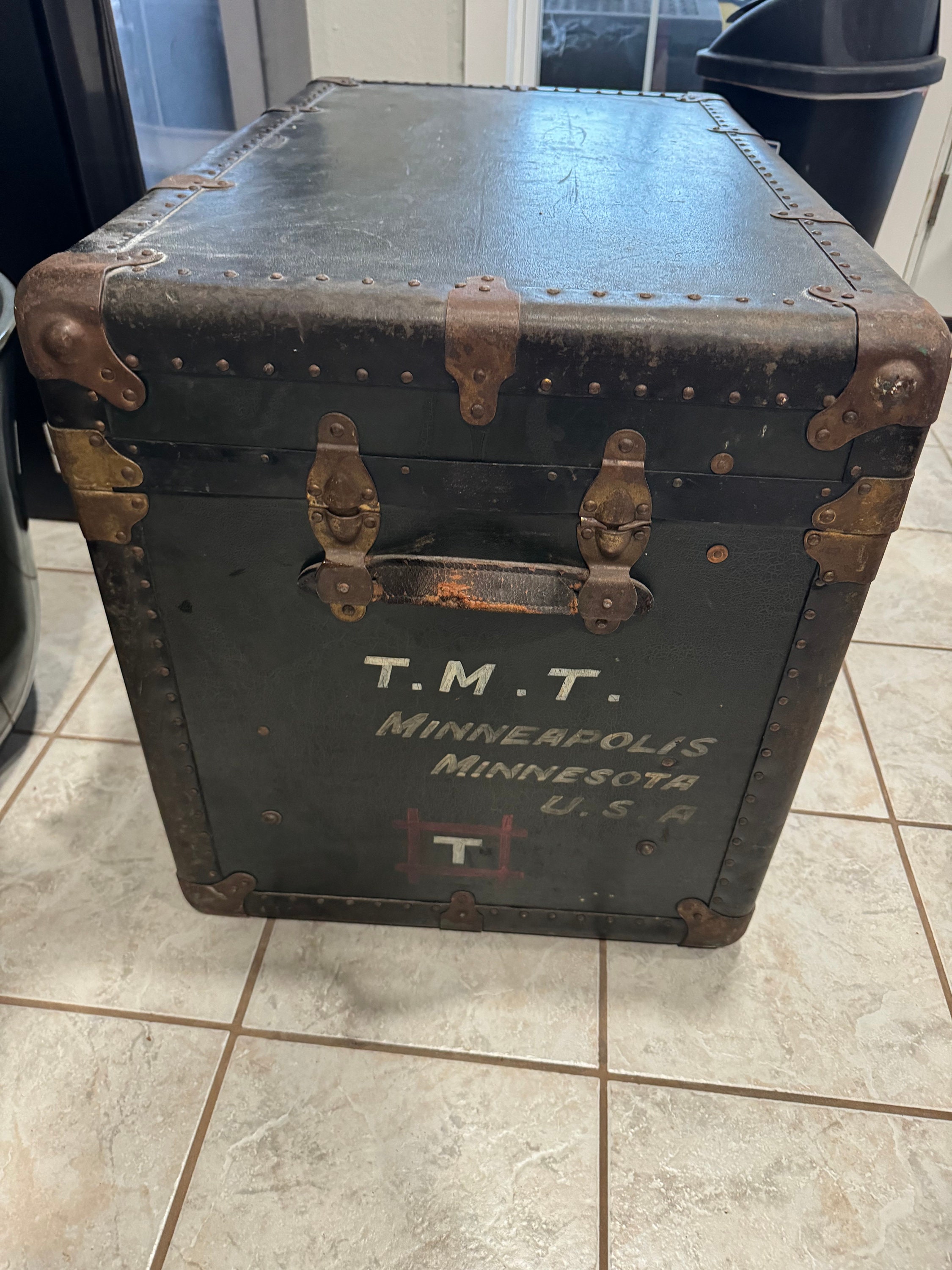 Vintage Belber Steamer Trunk 1920s Black With Key - Etsy