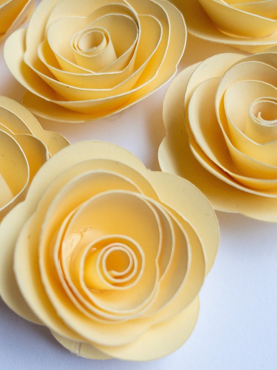 Paper Flowers, Yellow Roses, Flower decorations, Flower Baby Shower Decorations, Rose baby Shower, paper roses Il_570xn