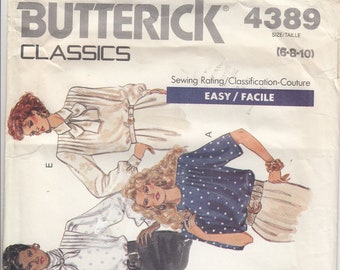 B4389 Butterick Blouse vintage sewing pattern 1980s