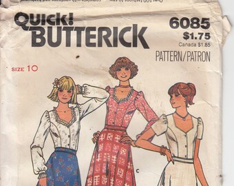 B6085 Butterick misses blouse and skirt vintage sewing pattern 1980s