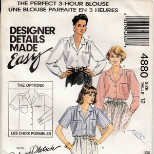 M4880 McCalls misses 3 hour blouse Palmer Pletcher 1990s vintage sewing pattern image 1