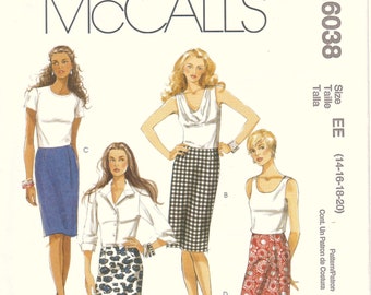 M6038 McCalls Misses skirt in three lengths sizes 14-16-18-20 Pencil skirt