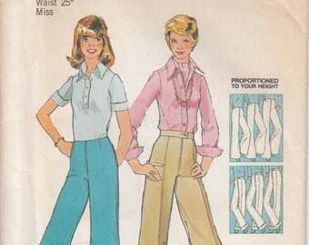 S6108 Simplicity 6108 Misses straigh leg and wide leg pants vintage 1970s sewing pattern misses size 10