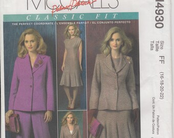 McCalls 4930 M4930 Misses lined jacket, dress and pants sewing pattern 2005 sizes 16 18 20 22