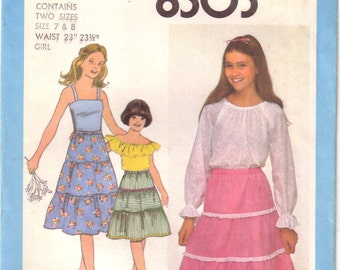 S8503 Girls' Jiffy skirt 3piece pattern Simplicity 8503 Girls' 7 + 8 waist 23" sewing pattern