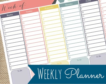 Weekly Calendar. Weekly Docket. Time Blocking. Weekly Organizer. Printable PDF. Time Management. Weekly Goals. Instant Download. Landscape