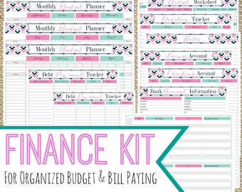 PRINTABLE FINANCE KIT, Instant Download pdf, Bill Pay Organizing, Cash Envelope, Budget Planner, Home Management Printables, Money Printable