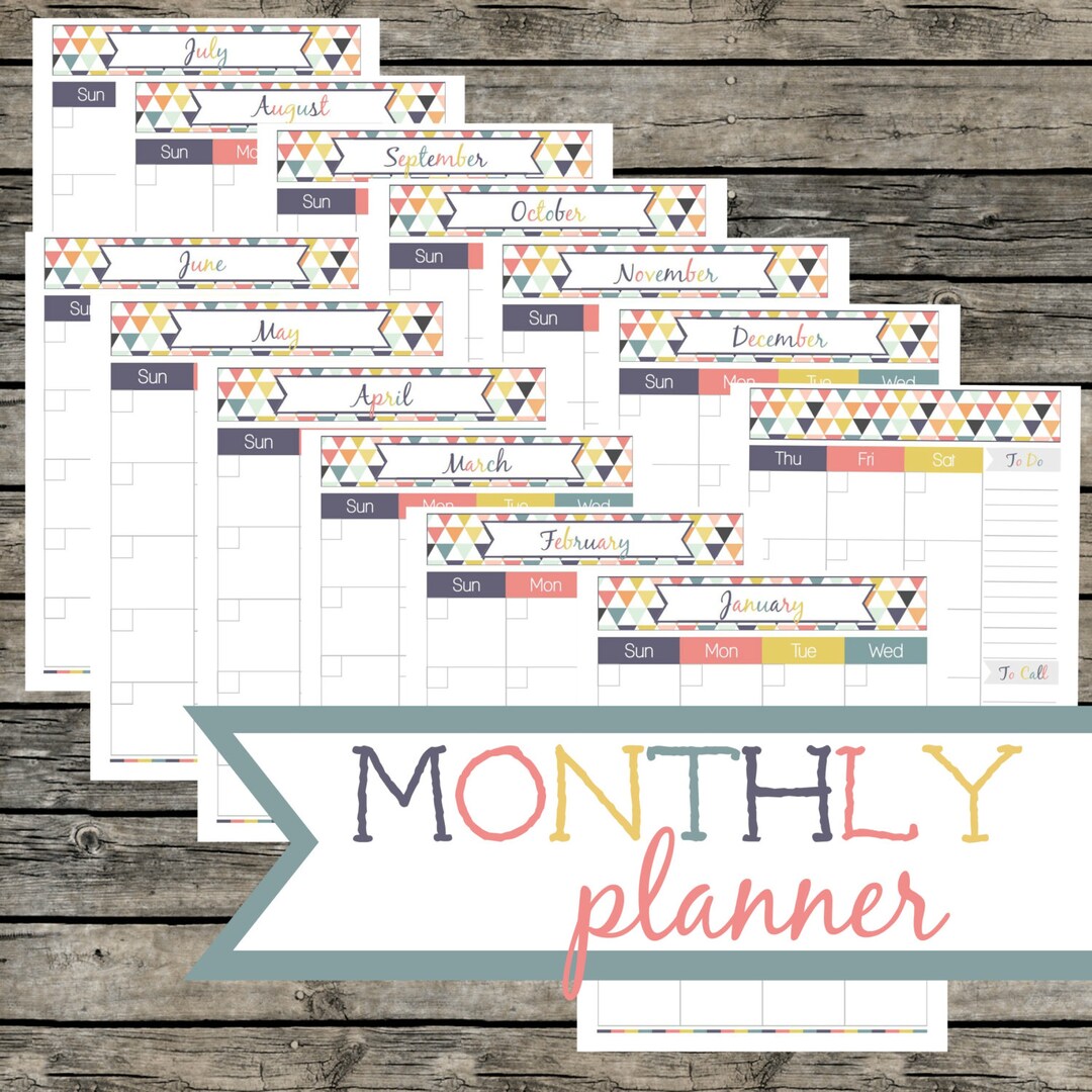 Monthly Planner. Instant Download PDF. 14 Pages. 8.5x11. 2015. Paper ...