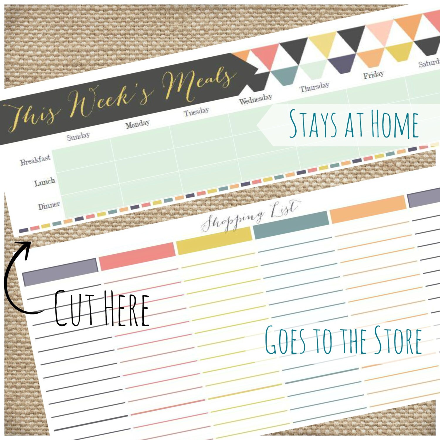 Printable Meal Planner and Shopping Lists PDF Instant - Etsy