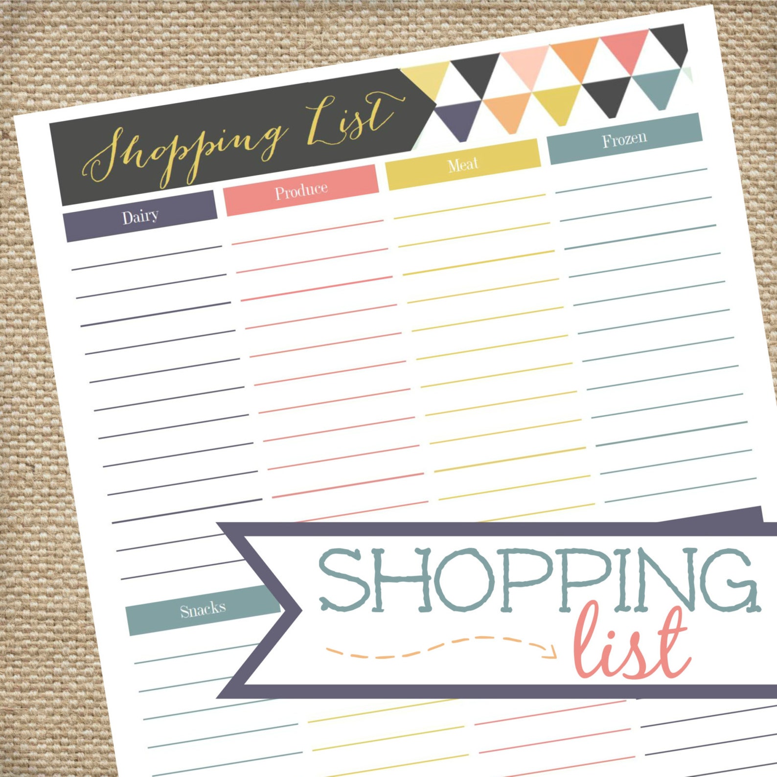 Printable Meal Planner and Shopping Lists PDF, Instant Download, Meal Organizer, Grocery List ...