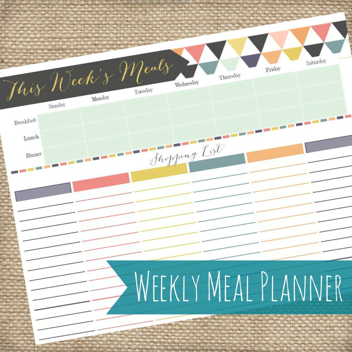 Printable Meal Planner and Shopping Lists PDF Instant - Etsy
