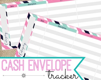 Printable Cash Envelope System Tracker Log INSTANT DOWNLOAD Printable PDF, Expense Tracker, Cash Envelope Wallet, Money Management, Cash Log