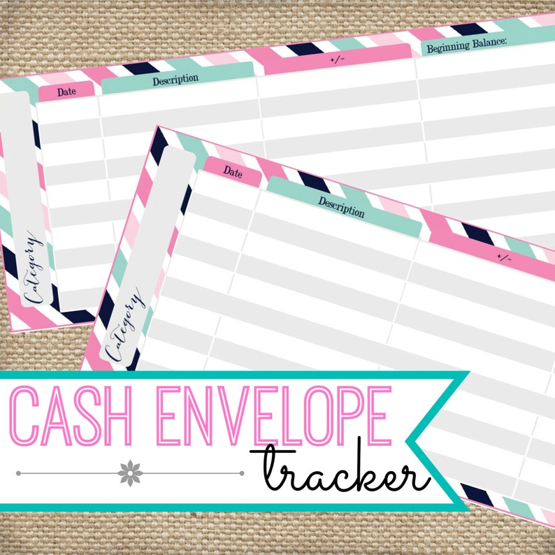 Printable Cash Envelope System Tracker Log INSTANT DOWNLOAD Printable PDF, Expense Tracker, Cash Envelope Wallet, Money Management, Cash Log image 1