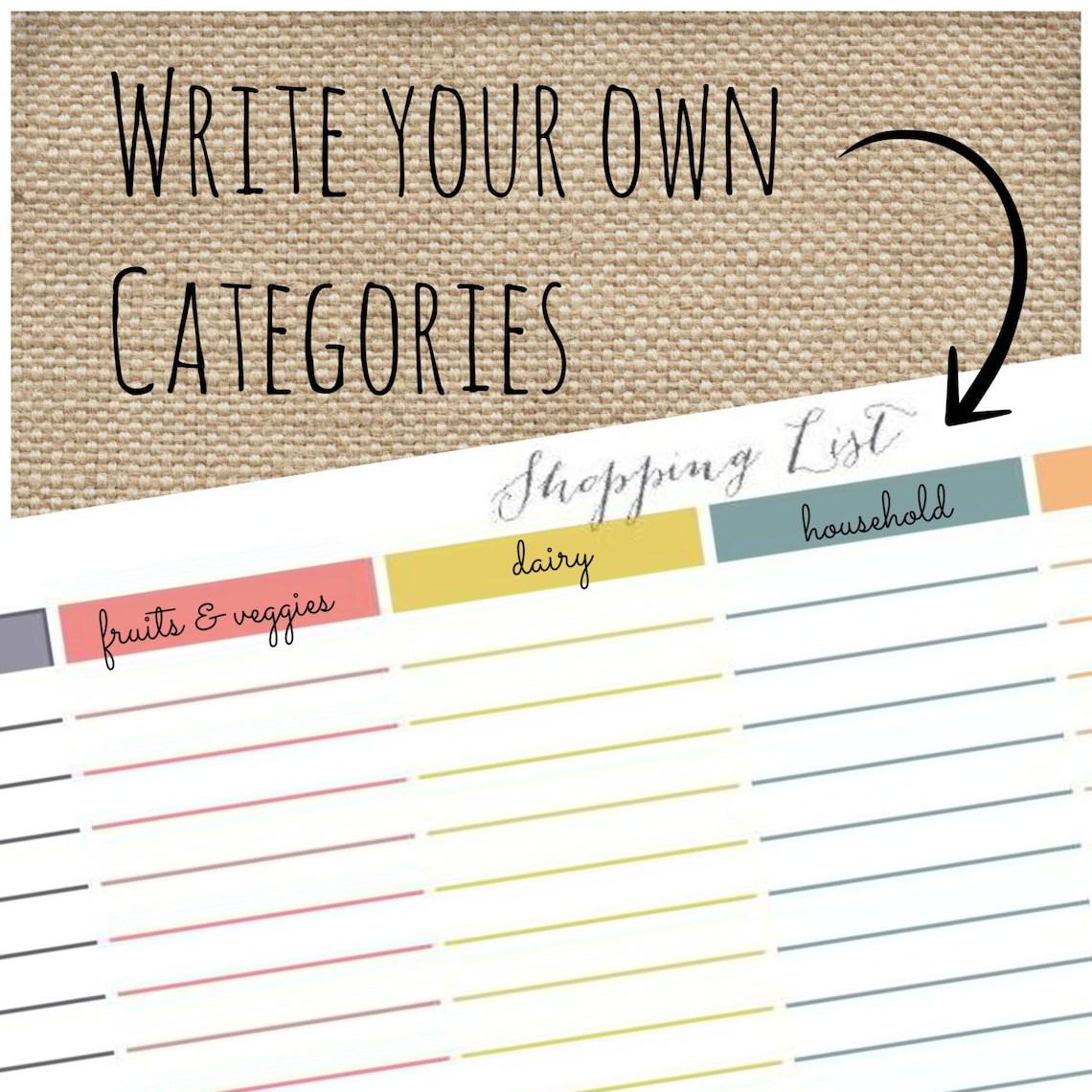 Printable Meal Planner and Shopping Lists PDF, Instant Download, Meal ...